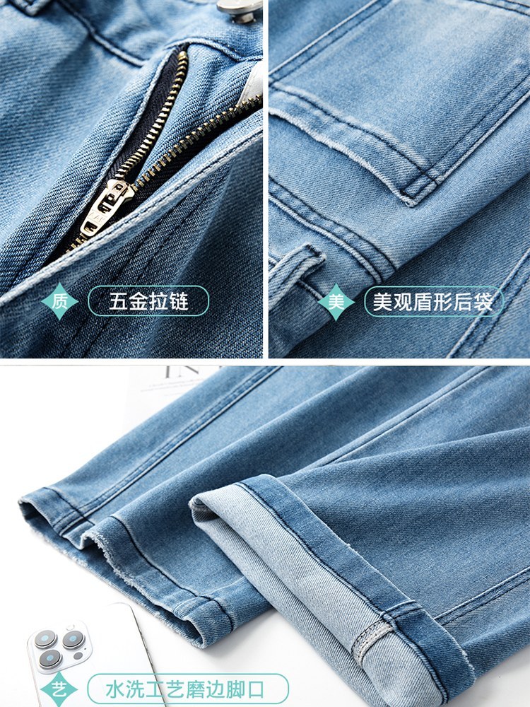 【大牌代工厂出品】和顺圣春秋水洗简约牛仔阔腿裤26001·蓝色
