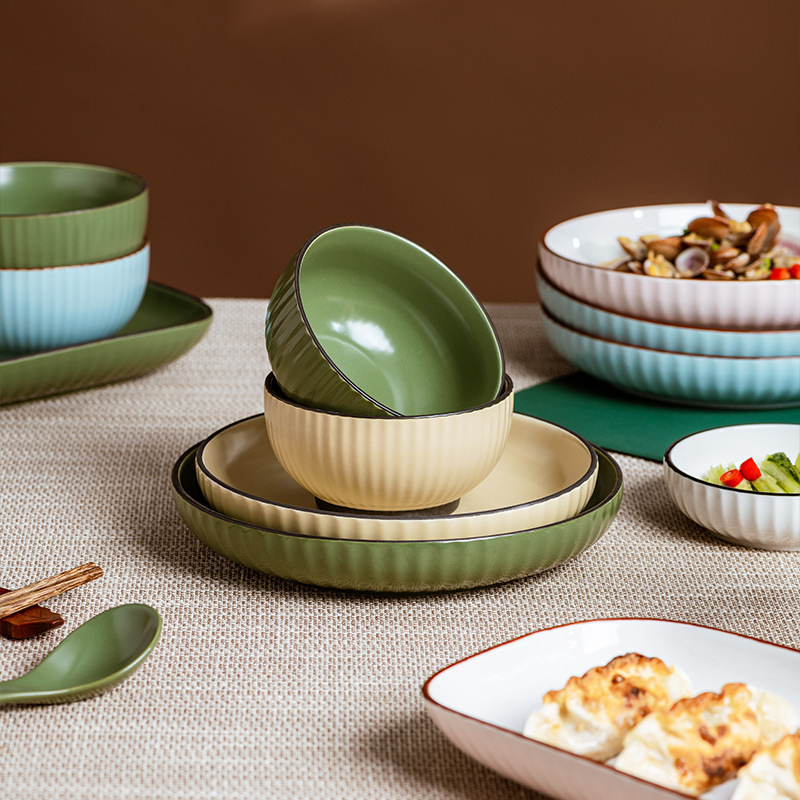 6个装CCKO家用陶瓷饭碗早餐碗高颜值的米饭碗具套装·4.5寸饭碗（抹茶绿）