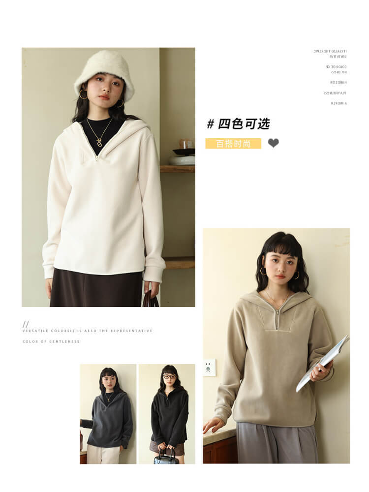 连帽宽松套头加厚卫衣9732#·岩灰绿
