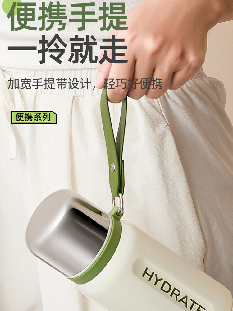 316不锈钢大容量保温保冷杯一盖双用户外壶500ml·黑色