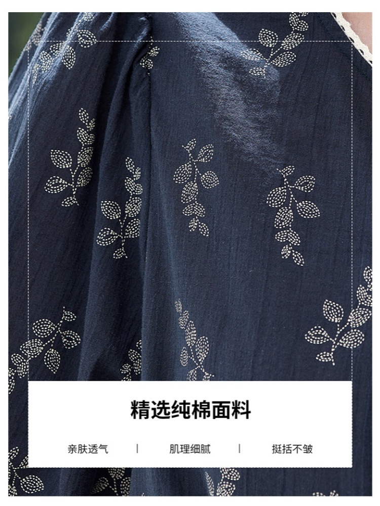【100棉】可风各复古印花衬衫63107·藏青色