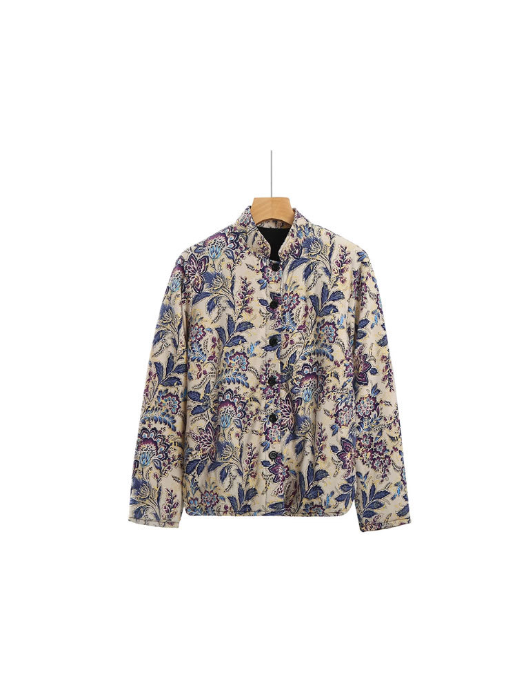 桑蚕丝填充针织外套棉衣-蓝铃花·默认