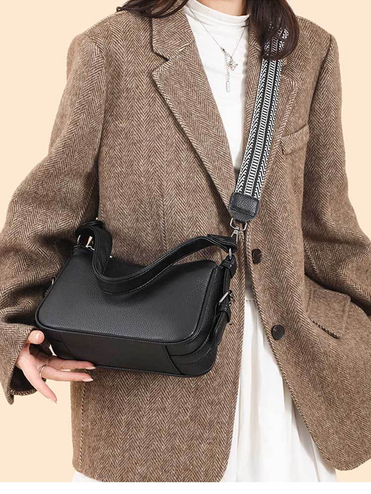 头层牛皮简约真皮单肩斜挎腋下包9031#·海蓝色