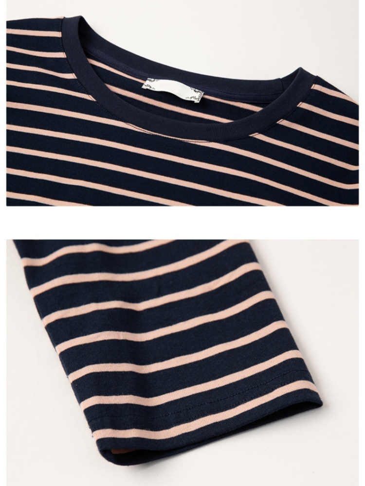 【95棉】凯诗帕宽松条纹T恤6458·深蓝