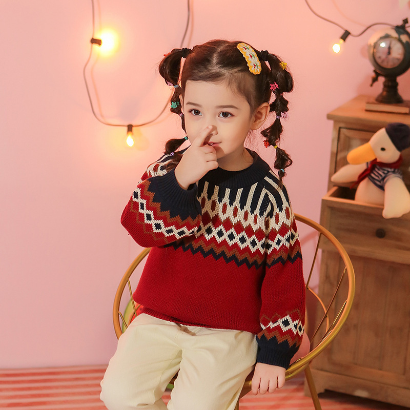 沃丽蔓 27HOME女童新款宽松针织毛衣-HM3180·红色