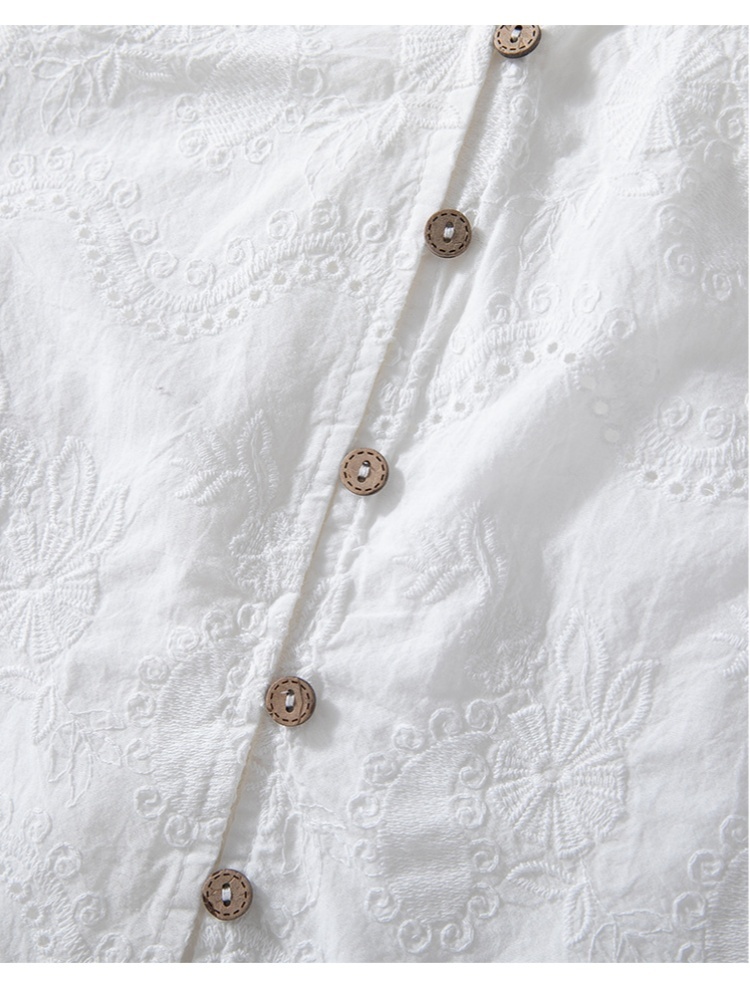 【100棉】可风各满绣镂空V领开衫63048·白色