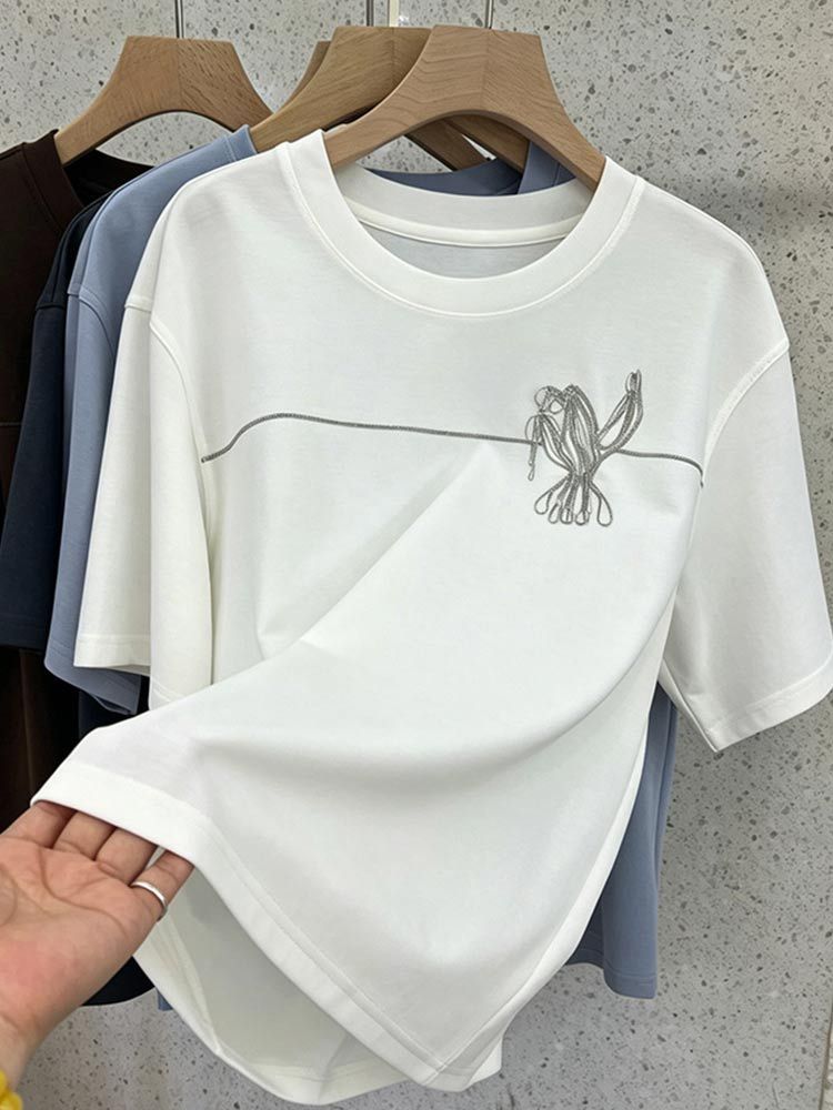 婵阅专柜高货【原单】银线流苏装饰条刺绣白T·33192-白色