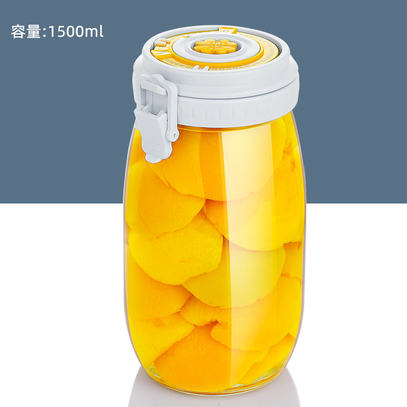 1000ml+1500ml+2000ml 大号3个玻璃卡扣自动排气双重密封罐泡菜坛泡酒瓶