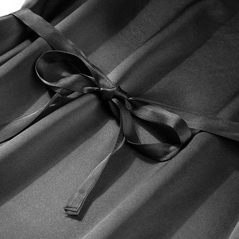 丁摩 19姆米重磅真丝素绉缎桑蚕丝无袖连衣裙睡裙·黑色