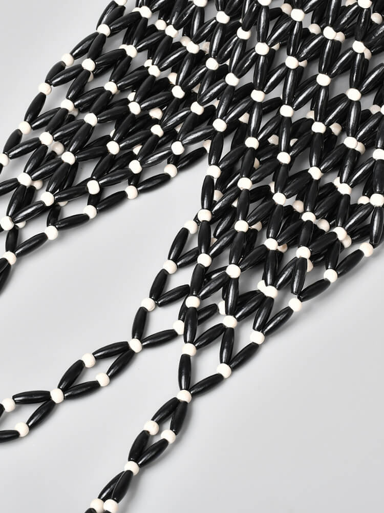 设计感手工镂空木珠串珠手提单肩包BB22010·棕色