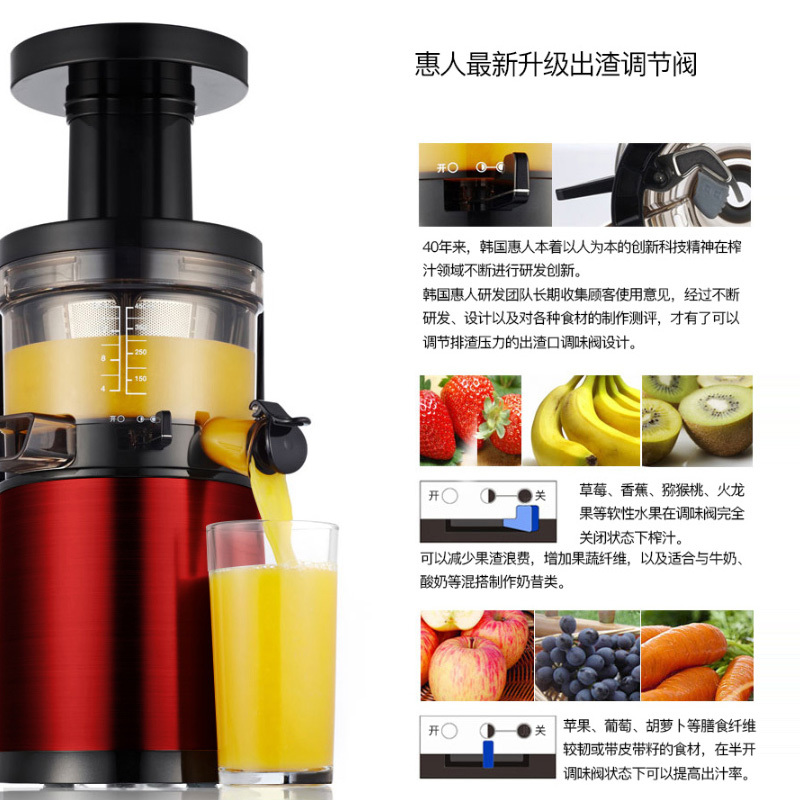 惠人（Hurom）HU-1100WN韩国原装进口经典款慢速多功能榨汁机 