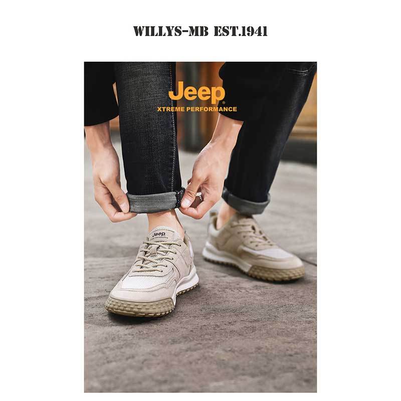 jeep夏季网面透气平底运动休闲鞋男潮鞋百搭P211291221-22·黑色