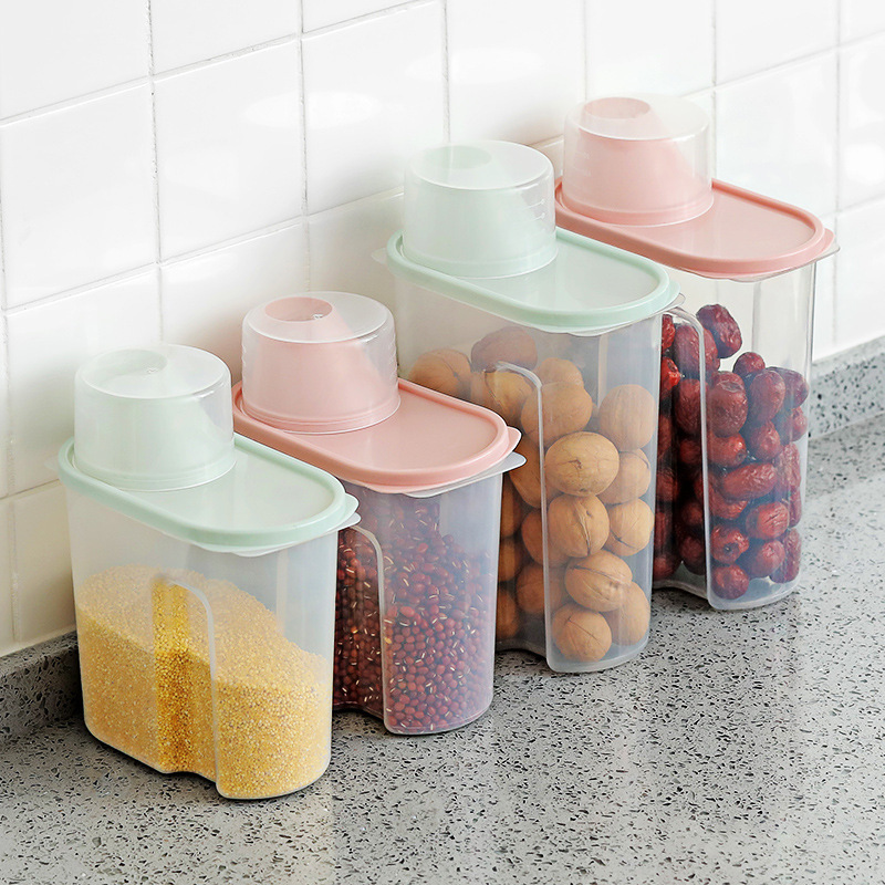 大号厨房杂粮储物罐干货塑料密封罐杂粮罐*4个（1.9L*2个+2.5L*2个）