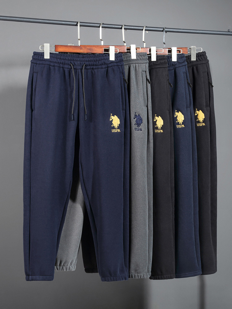 USPA加厚秋冬【含羊毛】奥粒绒卫裤口袋拉链款K688·灰色(平口)