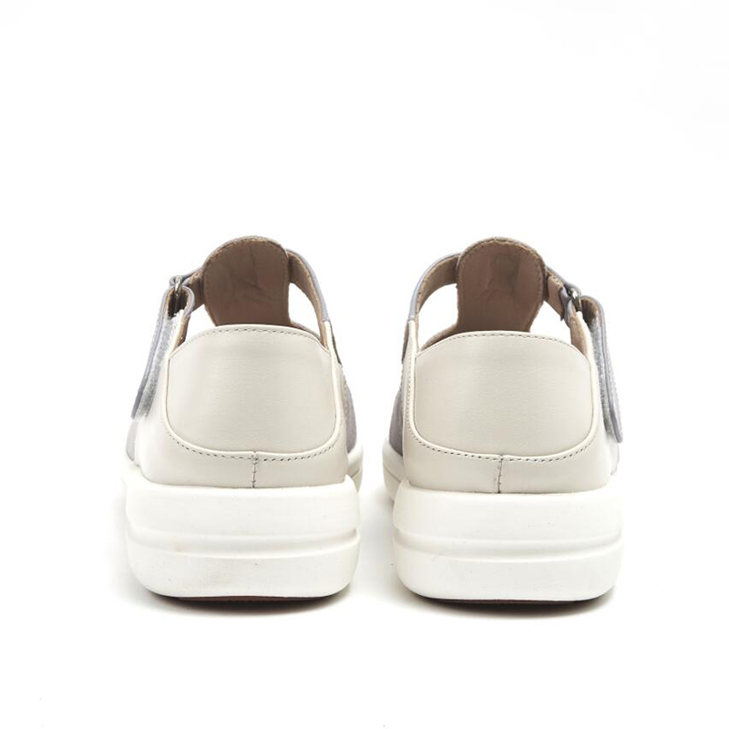 日本品牌Bakerloo包头镂空轻便厚底牛皮凉鞋·开米银