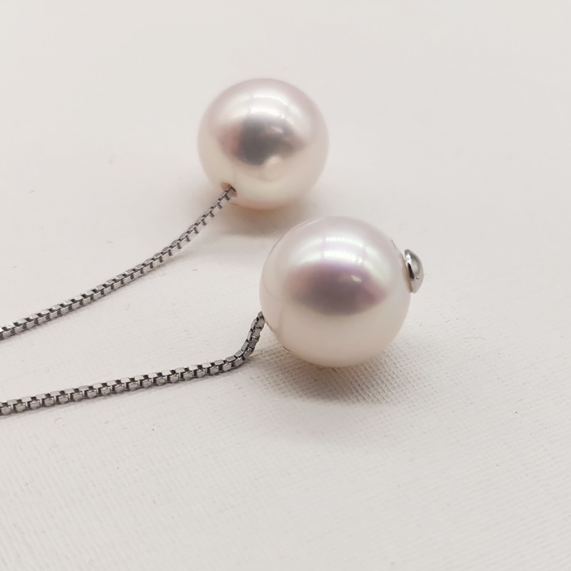 明益珠宝S925白色珍珠耳线8-9MM(福利品不配证书支持全国复检)