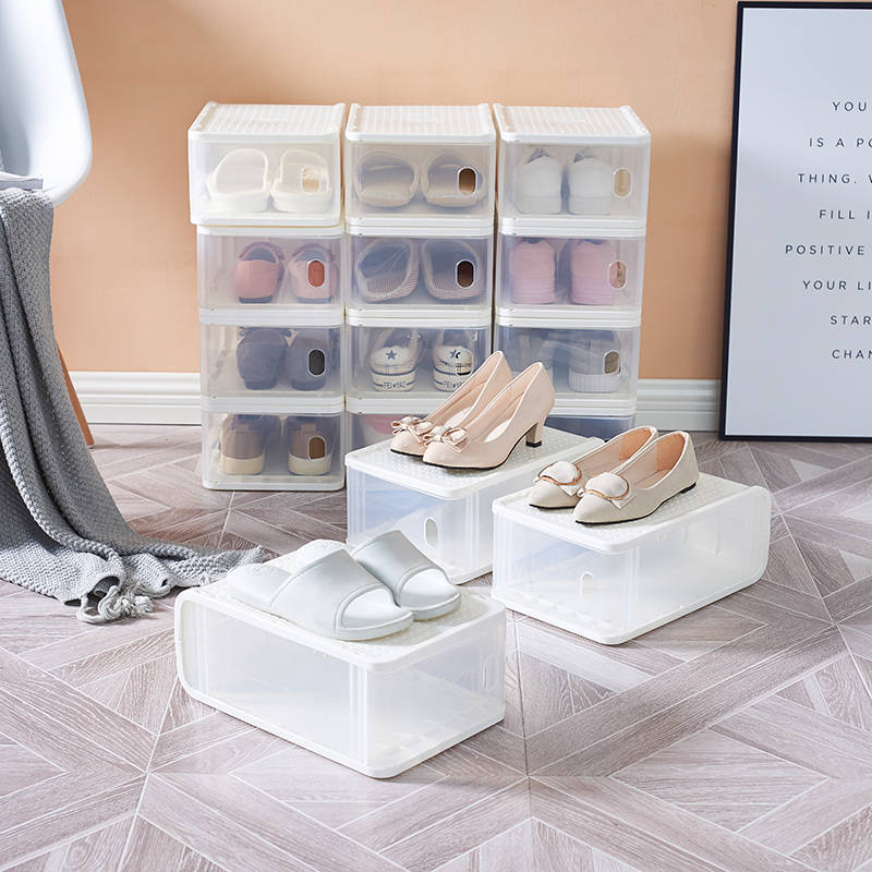 吉优百（Homebest）透明可叠加多功能收纳鞋盒2个装·透明色