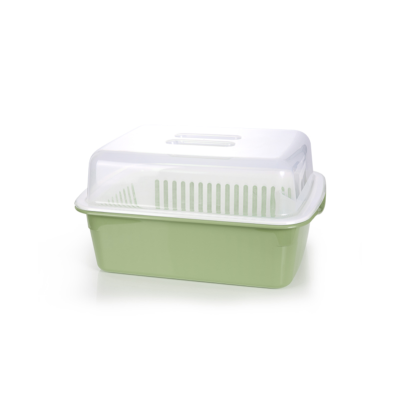 FaSoLa厨房塑料沥水碗架带盖·芥末绿