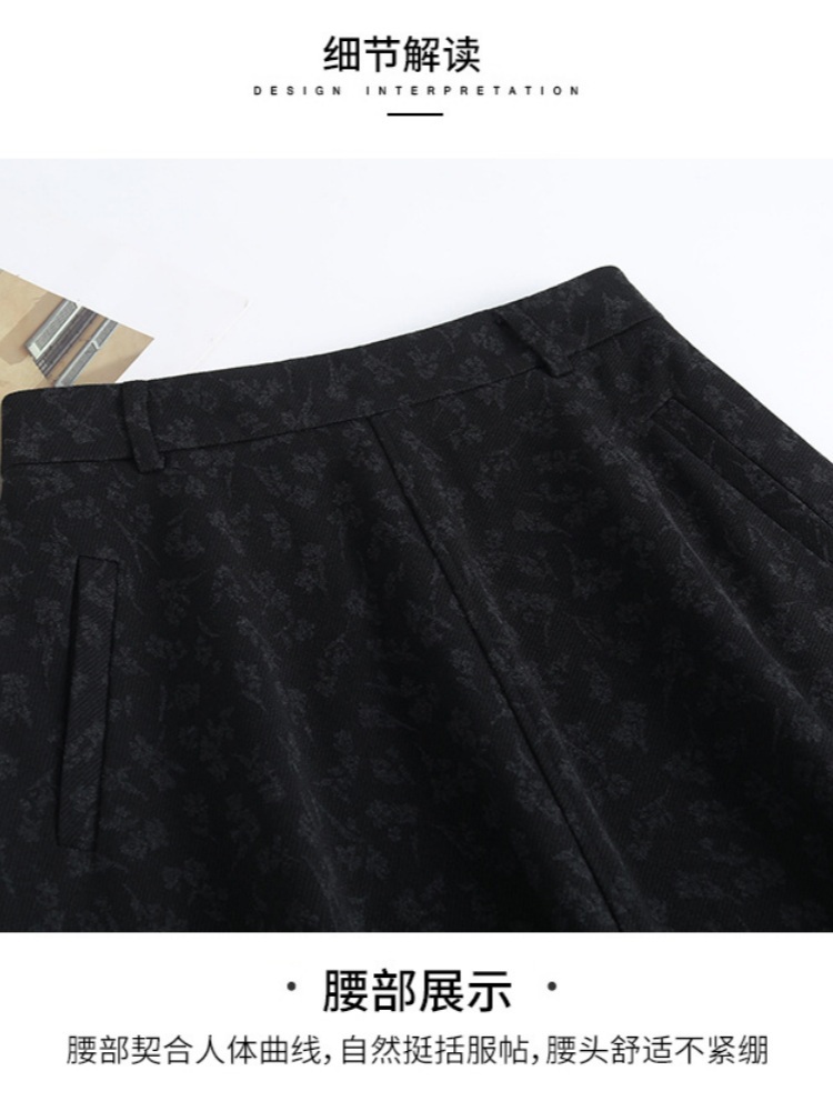 梦卓旋低调暗花毛呢半裙QM9651·黑色