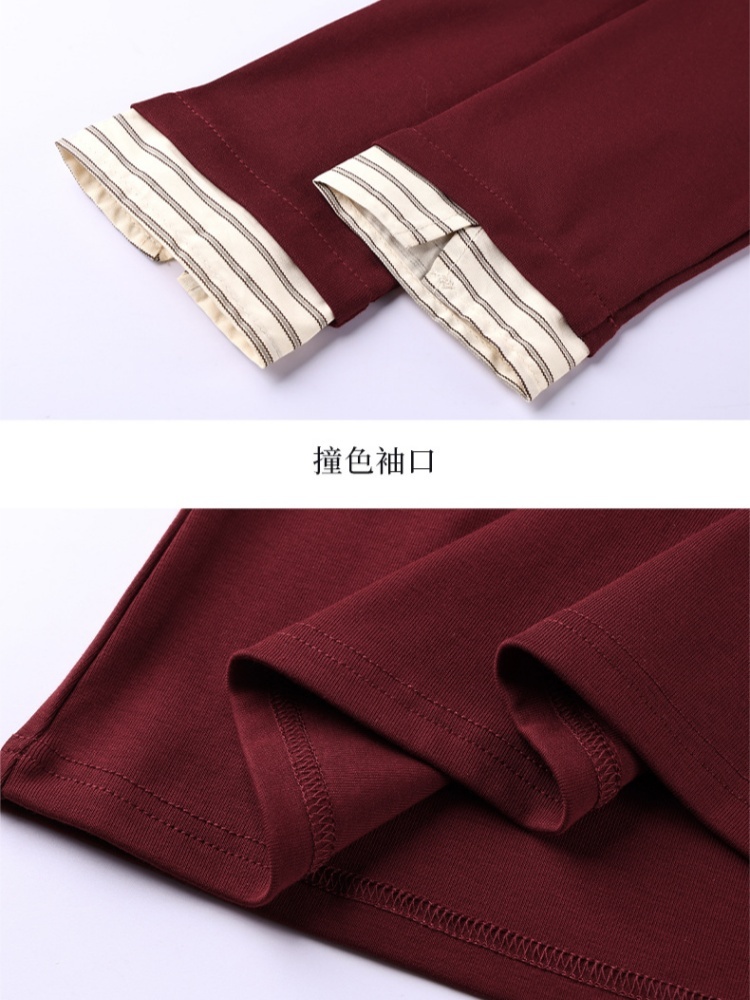 【92精梳棉】轩凌子假两件V领T恤S82610017·宝蓝色