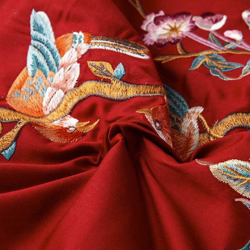 KATES HOME60S新疆长绒棉贡缎新中式绣花抱枕被1只·喜上眉梢