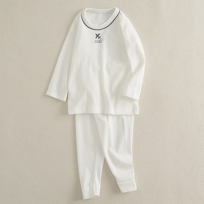 出口日本 男童纯棉秋衣秋裤保暖套装·白色飞机套装