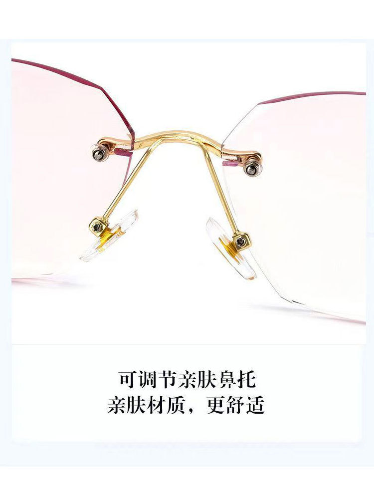 超好看钻石切边无框防蓝光高清老花镜215#·银色