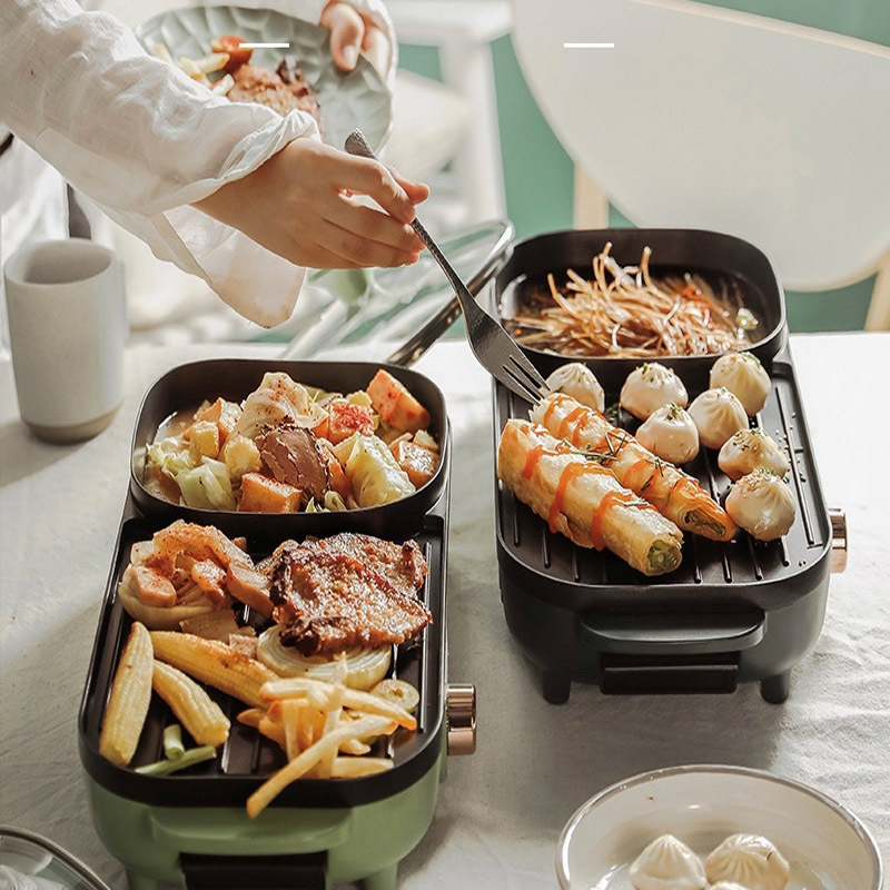 韩派-麦饭石涮烤锅多用料理锅·麦饭石烤漆工艺 绿色·黑色