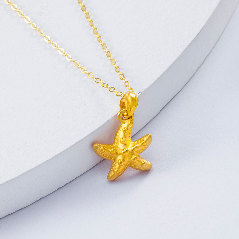 兆亮珠宝海星黄金吊坠足金项链挂坠3d硬金工艺女款约1g黄色