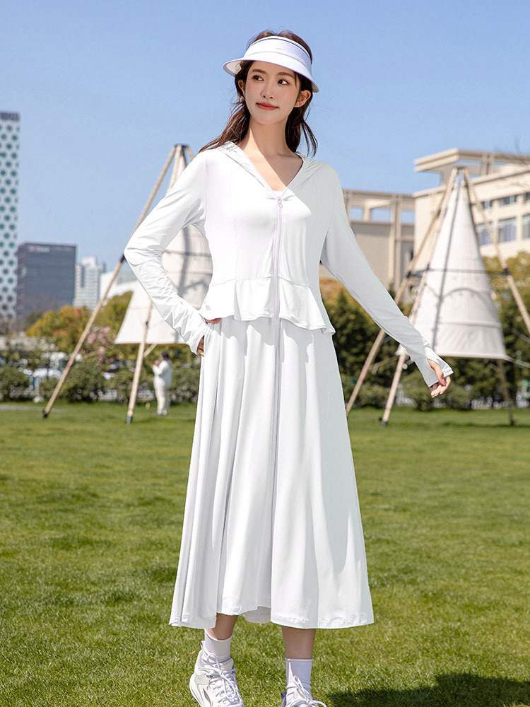 雀说长款防晒衣女夏季新款UPF50+全身防紫外线WN662450·典雅白