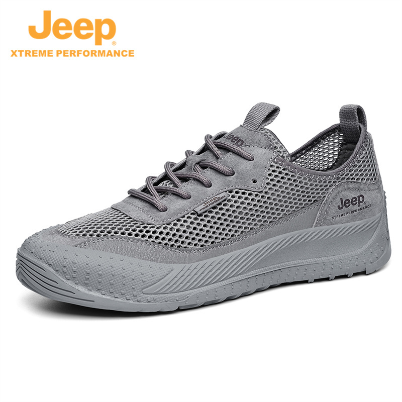 jeep男鞋夏季新款网面透气跑步P211291263·灰色