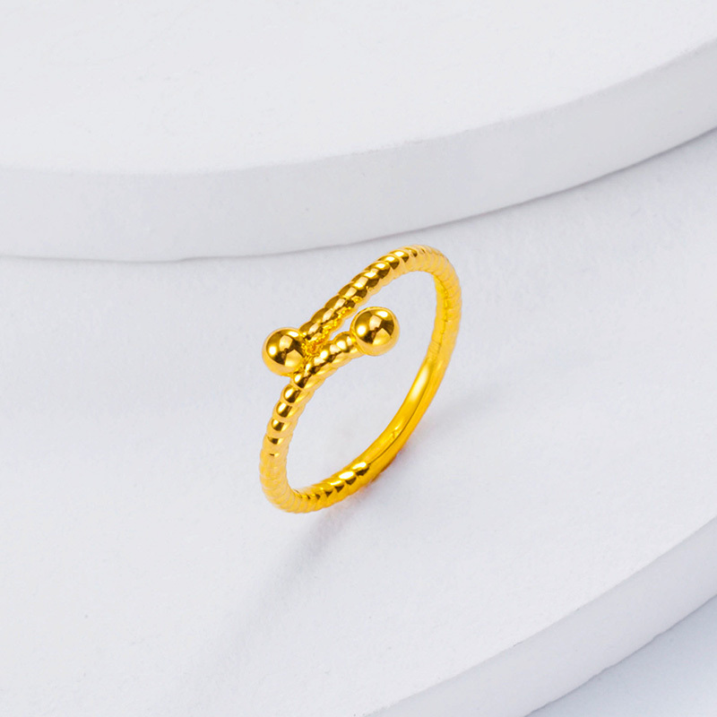 兆亮珠宝 金珠 黄金戒指女金戒指足金999纯金指环尾戒子硬金约1g