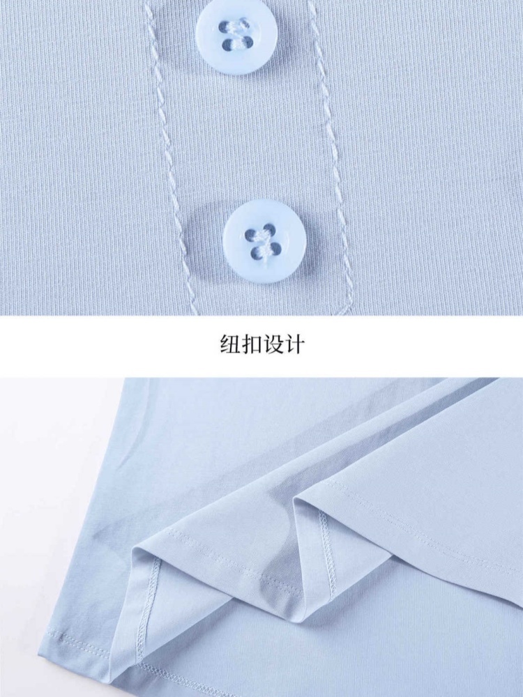 【93精梳棉】轩凌子温柔花卉绣花T恤XS82620263·宝蓝色