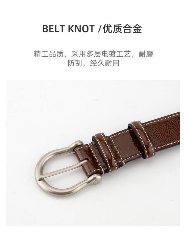 杜鹃鸟漆面牛皮马蹄扣腰带38029·浅灰
