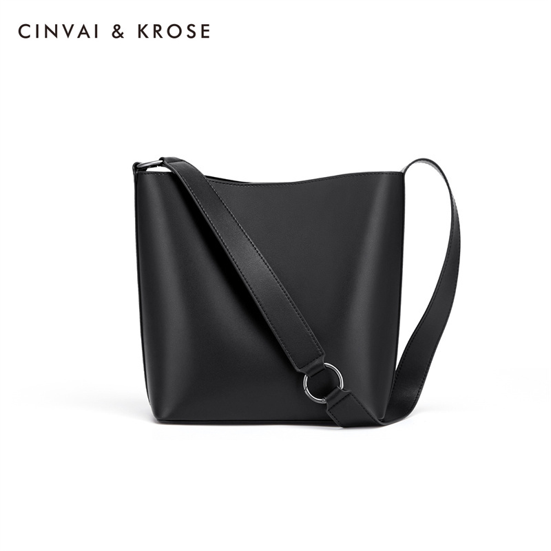 CinvaiKrose 包包潮水桶包女单肩斜挎包大容量托特包女包B6245·黑色
