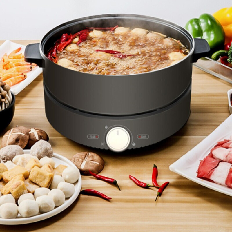 美的电火锅分体式煎煮焖烙电热锅不粘锅4l大容量dh2601·黑色