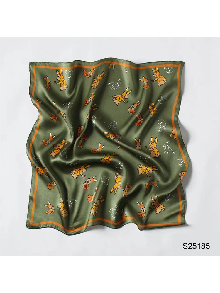 南秀丝语桑蚕丝素绉缎印花小方巾S25·185