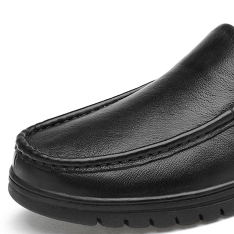 逐旅 头层牛皮打孔套脚款舒适软底男士皮鞋BZL-1646·黑色全皮