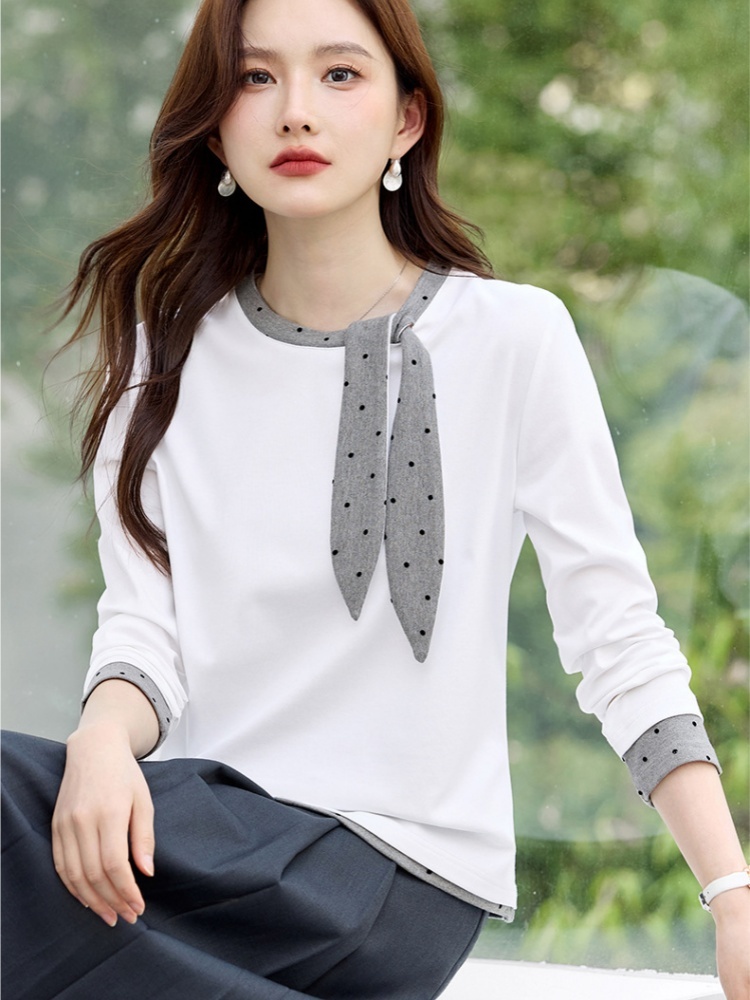 【92精梳棉】轩凌子兔领拼接袖口T恤XS82610073·白色