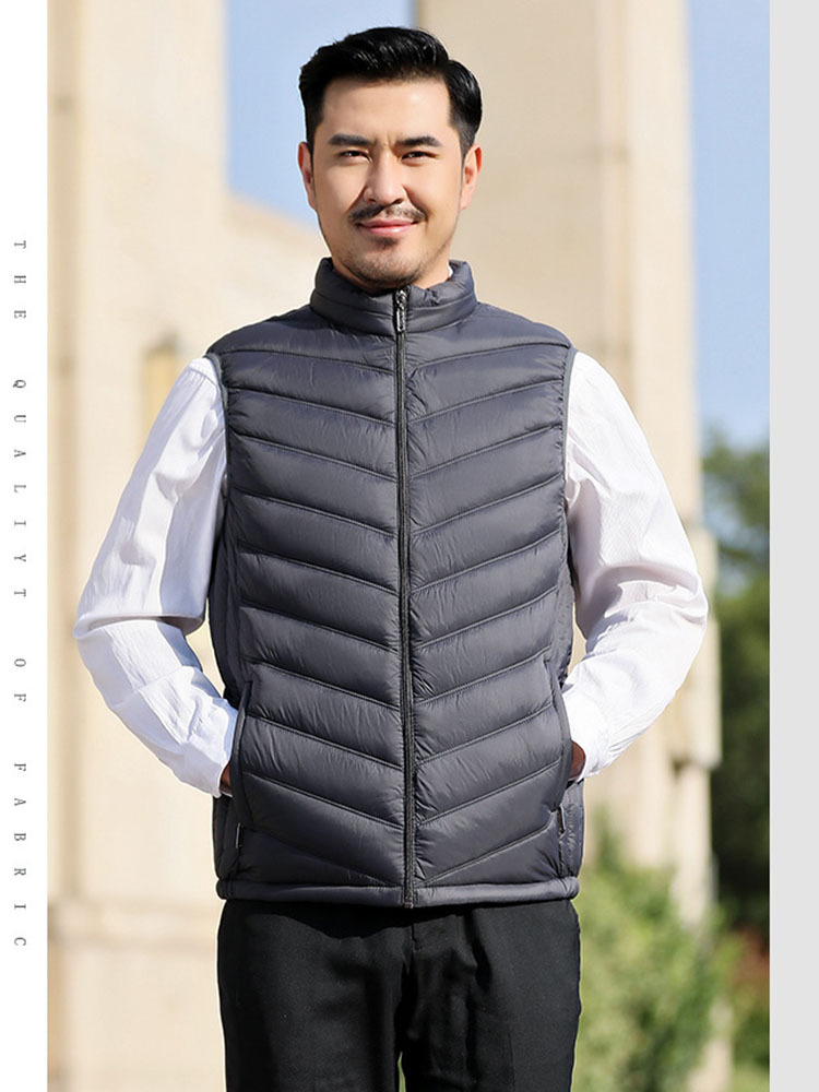 【爆款特价】羽绒棉拉链口袋男士保暖内搭外穿马甲·黑色