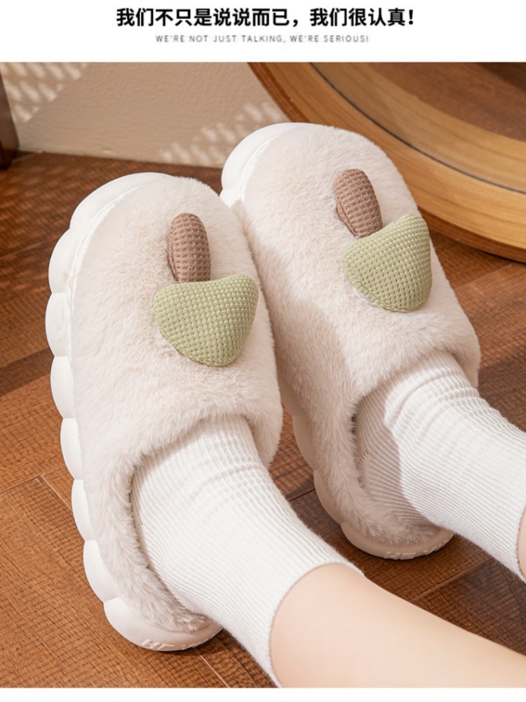 4双哈美细绒厚底蘑菇拖鞋660·颜色随机