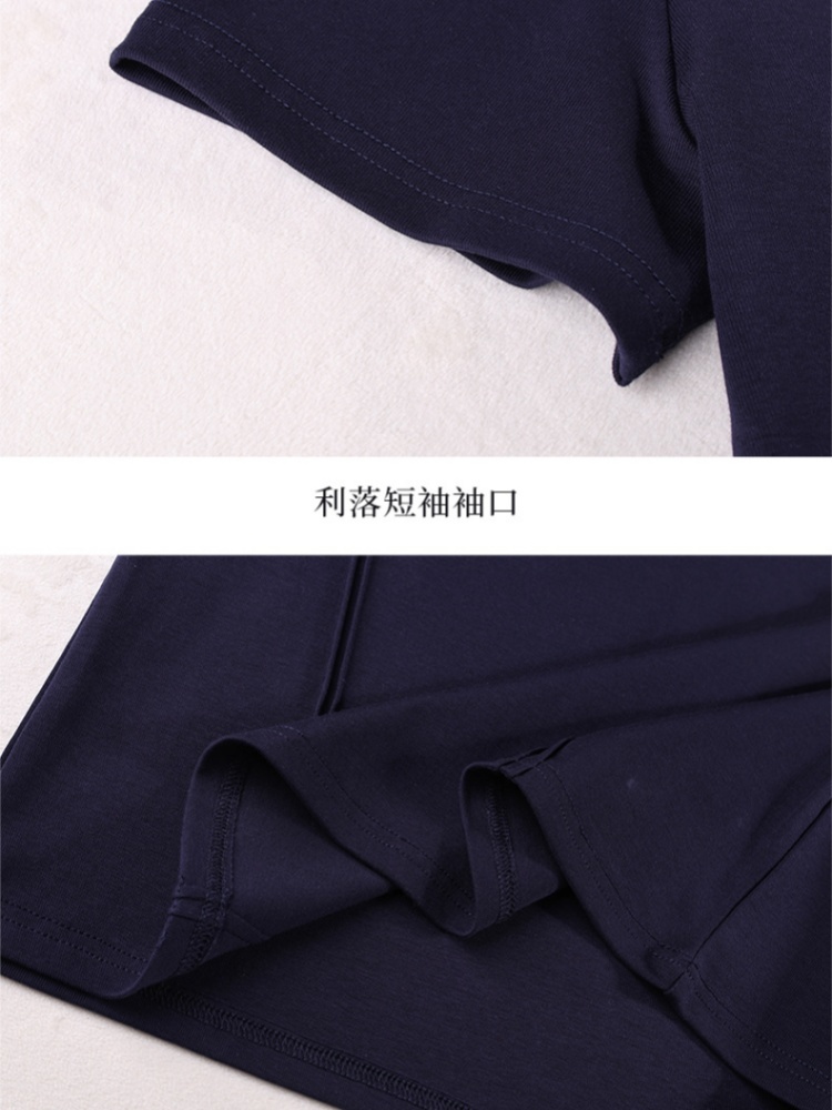 【92精梳棉】轩凌子撞色V领T恤XS82620066·宝蓝色