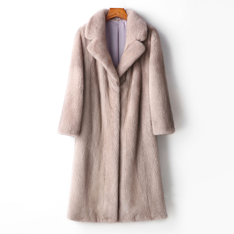 格兰雅芝 长款翻领水貂大衣·银兰