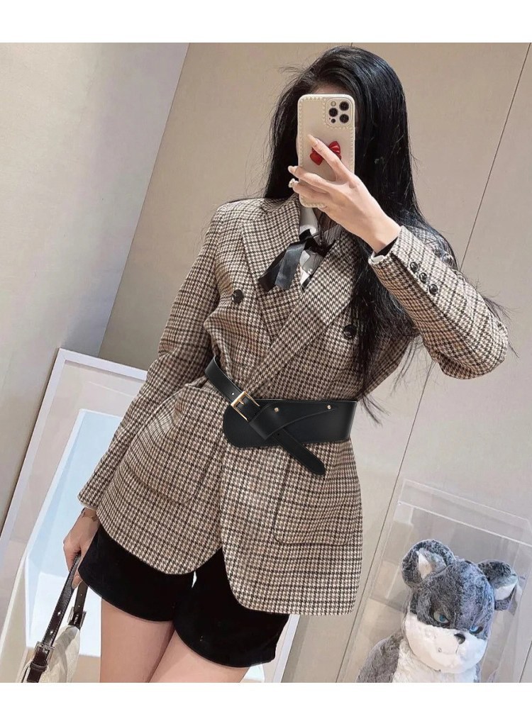 杜鹃鸟设计感不对称腰封牛皮腰带80153·焦糖色