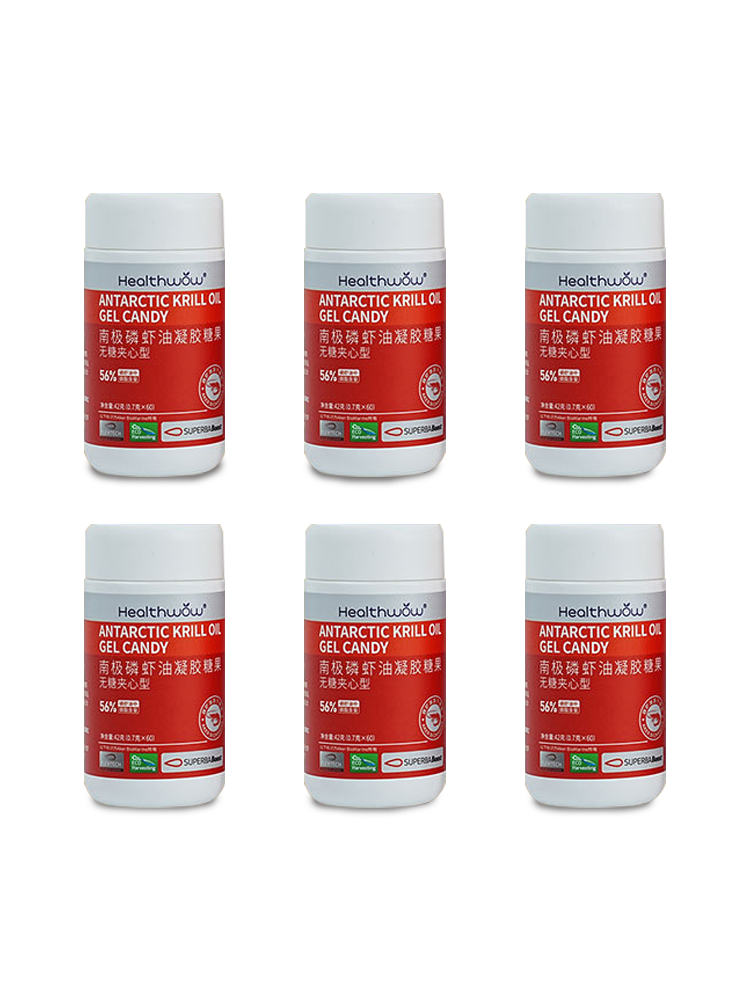 Healthwow南极磷虾油凝胶糖果无糖夹心型6盒组