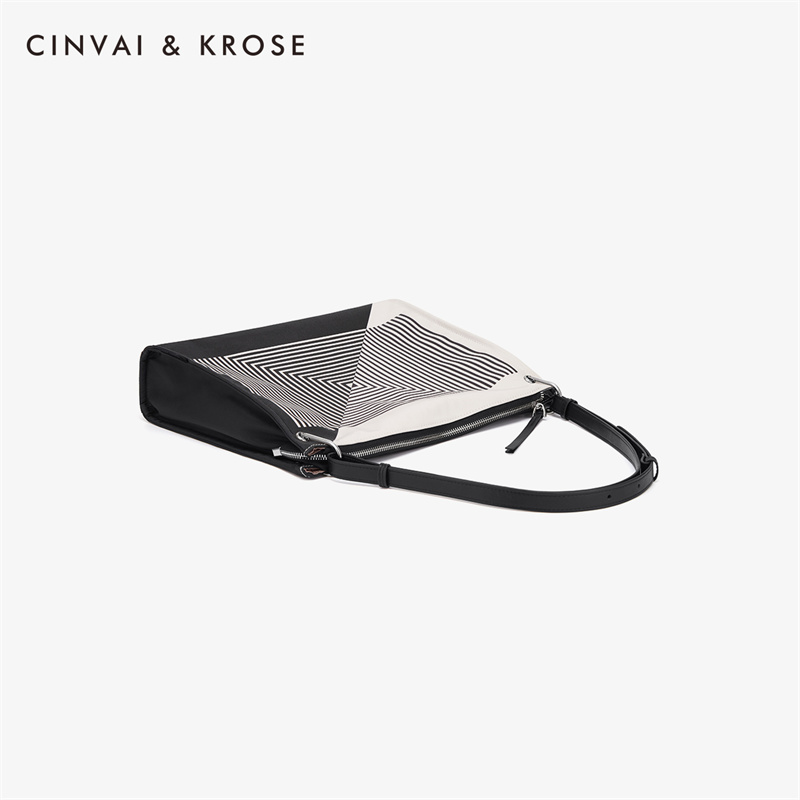 CinvaiKrose 包包潮女包几何手提包大容量单肩托特包B6219·黑色