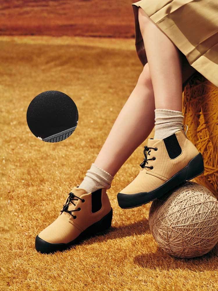 日本品牌Pansy一脚蹬饼干底女士休闲靴·黄色