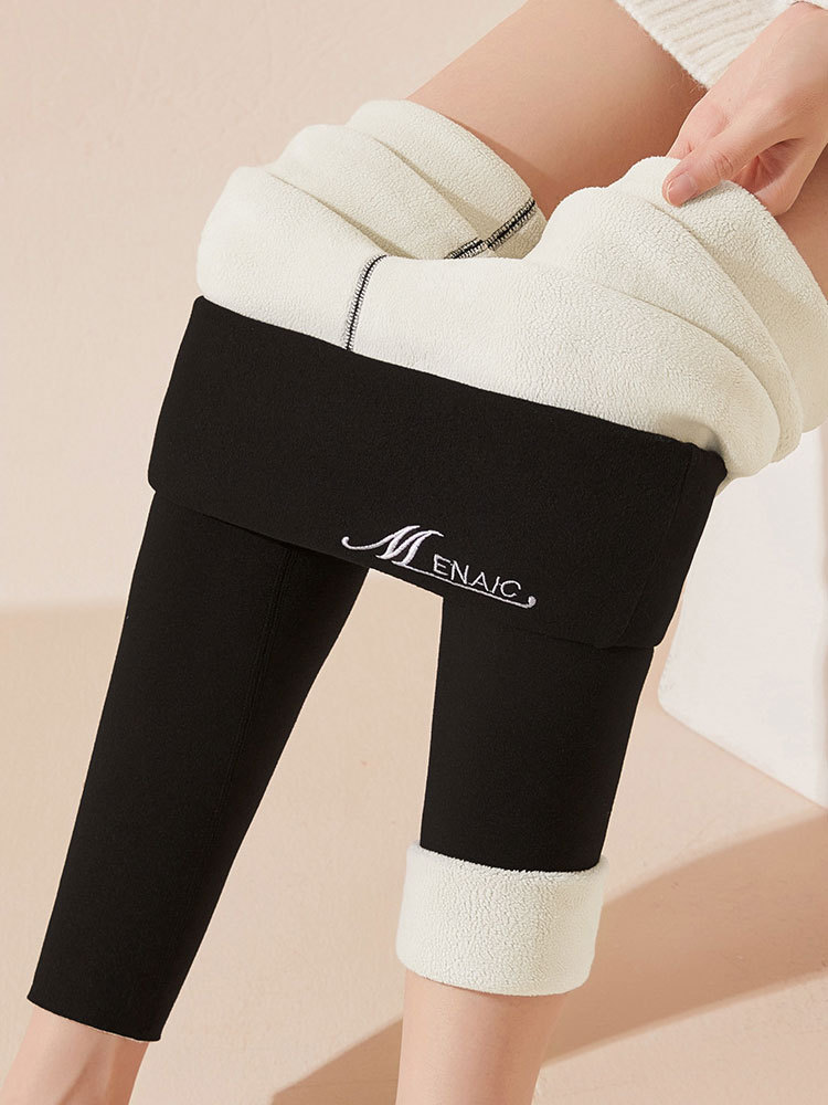 巨暖和羊羔绒高腰加厚可外穿打底裤保暖裤9105#·黑色