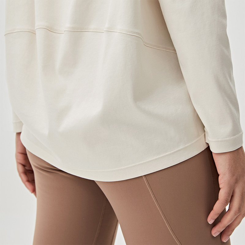 [质数]女茧型舒适长袖T恤·浅米