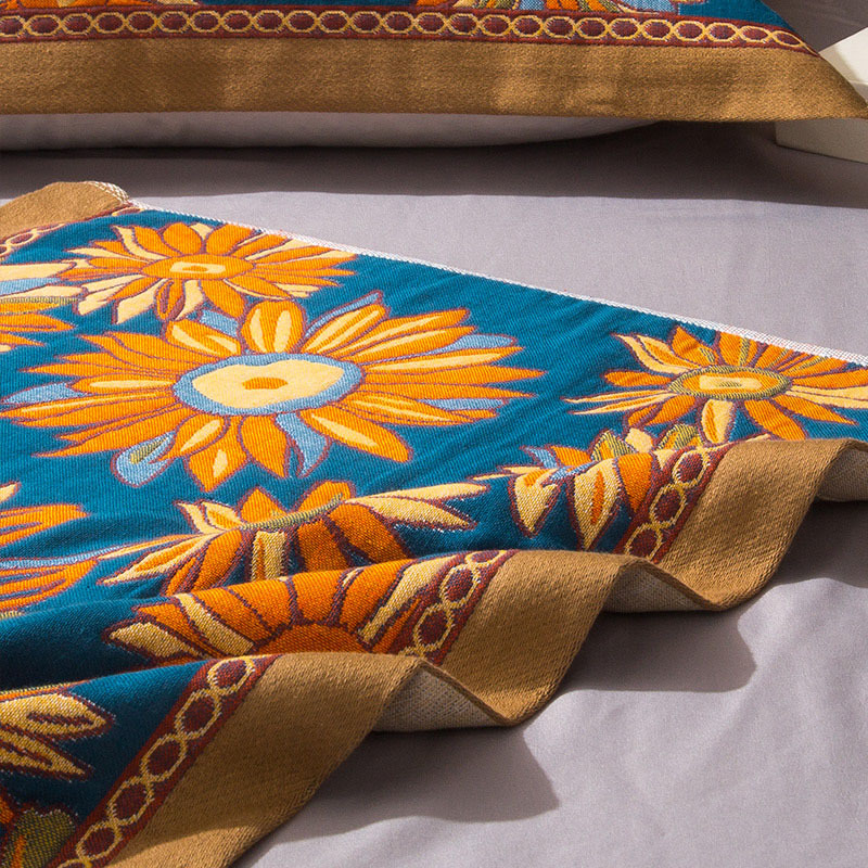 新款升级加厚全棉纱布八层枕巾50x80cm±2cm/对·向阳花开